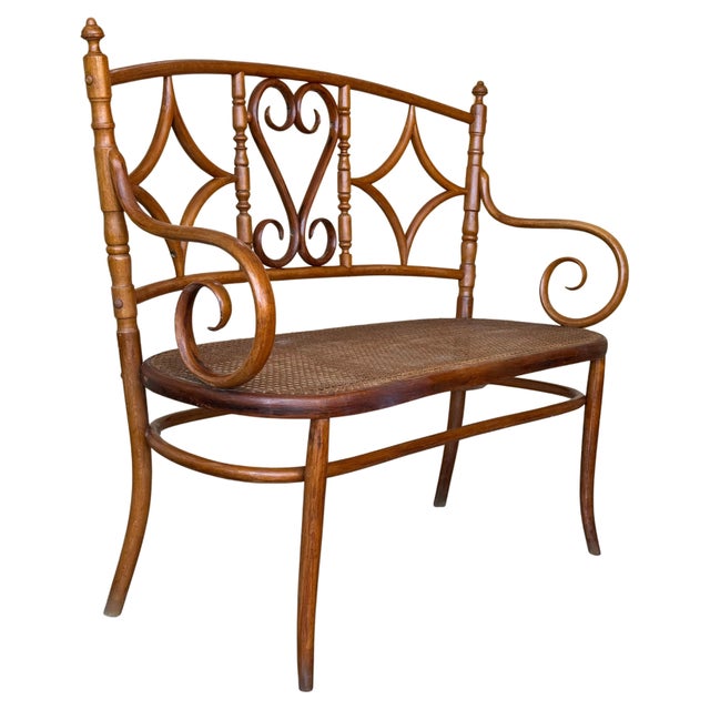 20th Century Bentwood Sofa in the Thonet Style, circa 1925, Caned Seat For Sale - Image 9 of 18