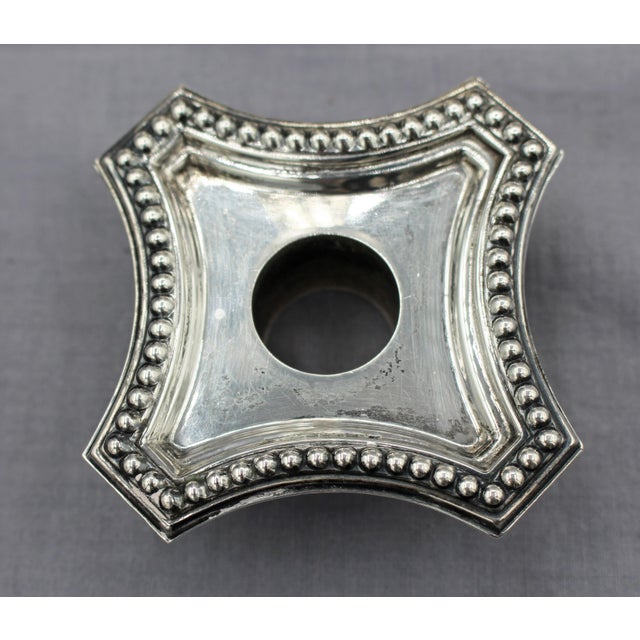 English 1966 Pair of English Sterling Silver Candlesticks For Sale - Image 3 of 8