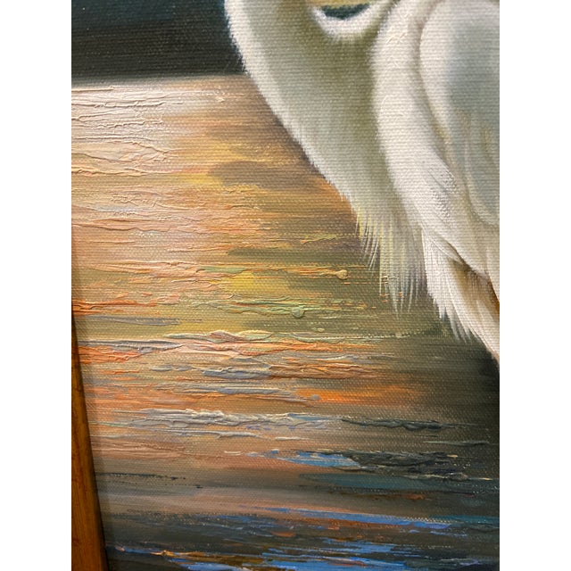 Eggshell Paul Brunelle's Heron Painting For Sale - Image 8 of 10