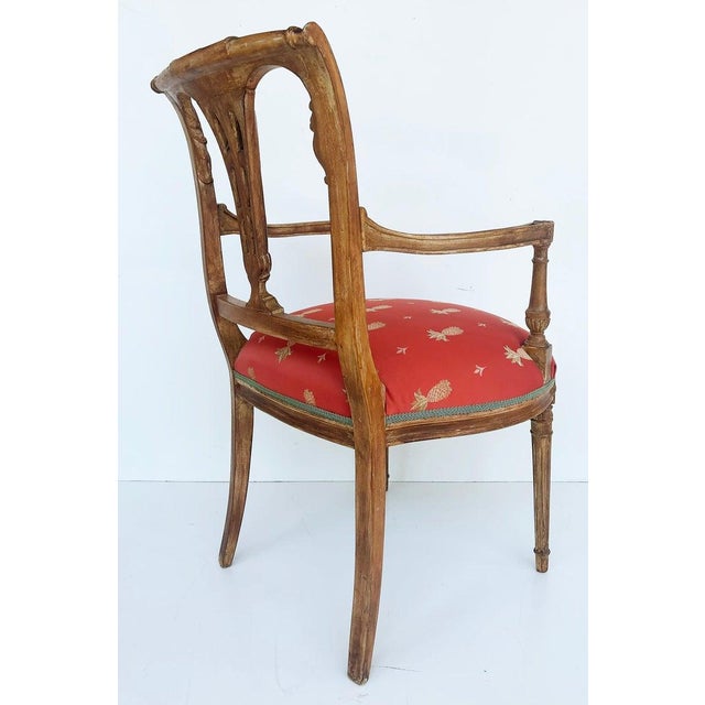Antique Carved Venetian Plastered Wood Armchairs With Pineapple Seats For Sale - Image 4 of 12