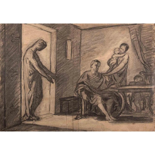The Visit is an original artwork realized by Joseph Mezzara in the middle 19 th century. Pencil, Charcoal Drawing. Hand...