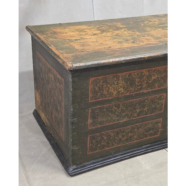 Rustic European Antique European (German or Czechia) Pine Blanket Chest With Original Paint For Sale - Image 3 of 16