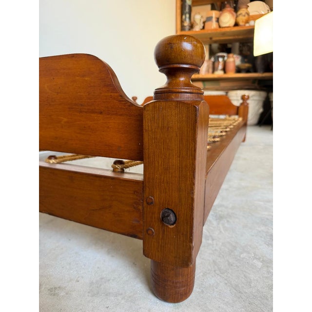 Antique American Walnut Rope Trundle Bed For Sale - Image 15 of 16