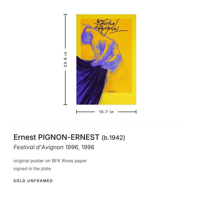 Contemporary Ernest Pignon-Ernest Festival d'Avignon 1996 Poster For Sale - Image 3 of 3