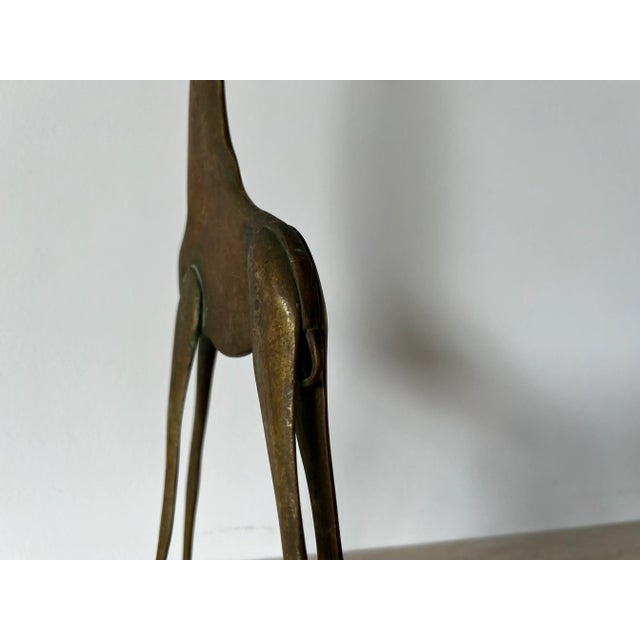 70"s Vintage Art Handmade Solid Brass Giraffe Sculpture/ Sold For Sale - Image 12 of 13