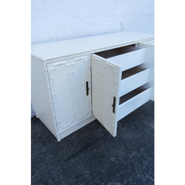 Late 20th Century Omega Hollywood Regency Painted Faux Bamboo Buffet Server Storage Cabinet 6269 For Sale - Image 5 of 18