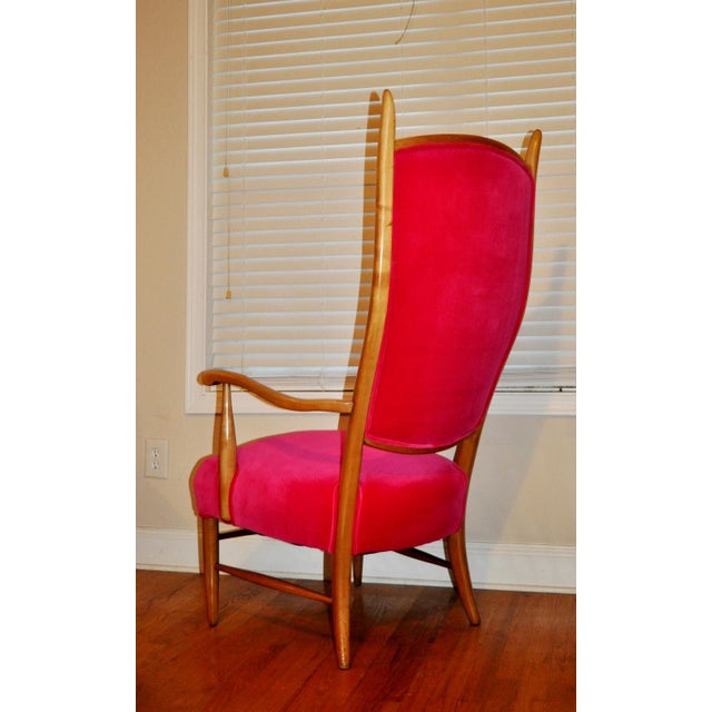 1950s Edward Wormley for Dunbar High Back Upholstered Arm Chair in Fuchsia Pink Velvet Chairish