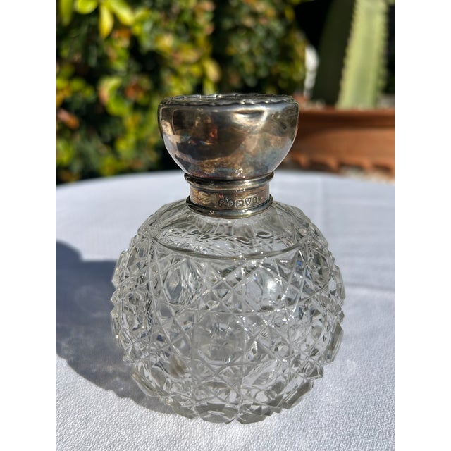 Vintage Sterling Silver & Cut Crystal Perfume Bottle For Sale - Image 9 of 13