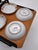 Black Rare Set of MCM Serving Plates and Wood Carry Holder Set of 9 For Sale - Image 8 of 12
