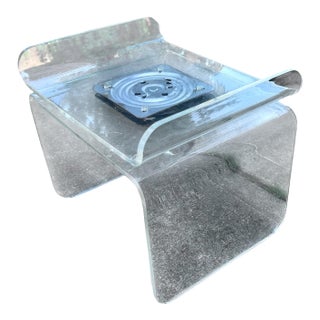 Attributed to Charles Hollis Jones Lucite 1970s Waterfall Swivel Bench or Ottoman For Sale