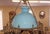 Late 19th Century Brass Kerosene Oil Chandelier With Blue Shade For Sale - Image 12 of 12