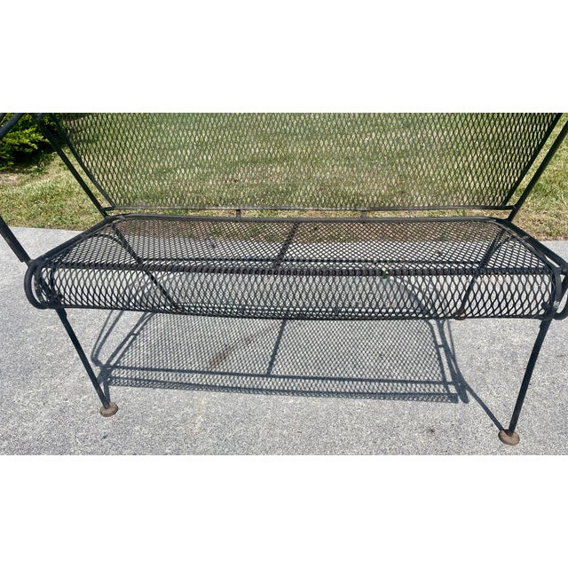 Mid 20th Century Woodard Grapevine Barrel Back Wrought Iron Bench Loveseat Grape Pattern For Sale - Image 6 of 12