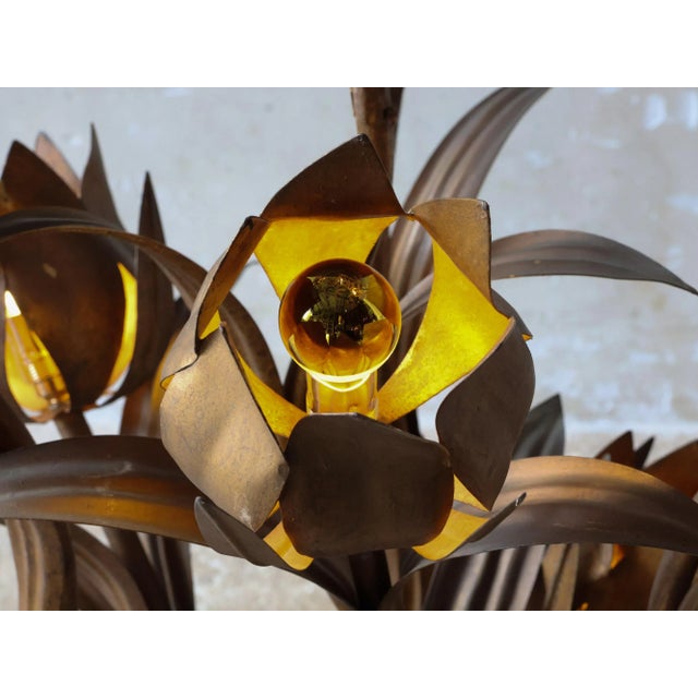 Metal Vintage Brass Flower Floor Lamp by Hans Kögl, 1970s For Sale - Image 7 of 12