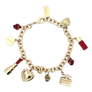 Dolce & Gabbana Gold-Tone Vintage Chunky Multi-Charm Bracelet For Sale