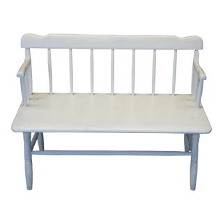 Antique American Pine Windsor Style Country Farmhouse Bench For Sale