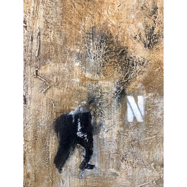 French Pop Art Modernist Textured Painting Abstract With Stencilled Letters, c.1980 For Sale In Miami - Image 6 of 8