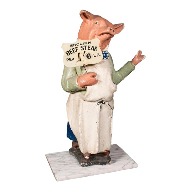 1910s Antique Edwardian English Butcher's Shop Display Figure For Sale
