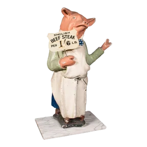 1910s Antique Edwardian English Butcher's Shop Display Figure