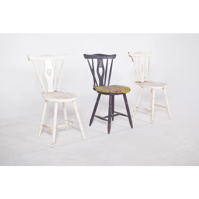 Mid-Century Modern Portuguese Three Chairs with Codtail Backs, 1950s, Set of 3 For Sale - Image 3 of 10