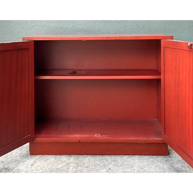 Vintage Lane Red Cabinet With Ornate Medallions For Sale In West Palm - Image 6 of 14