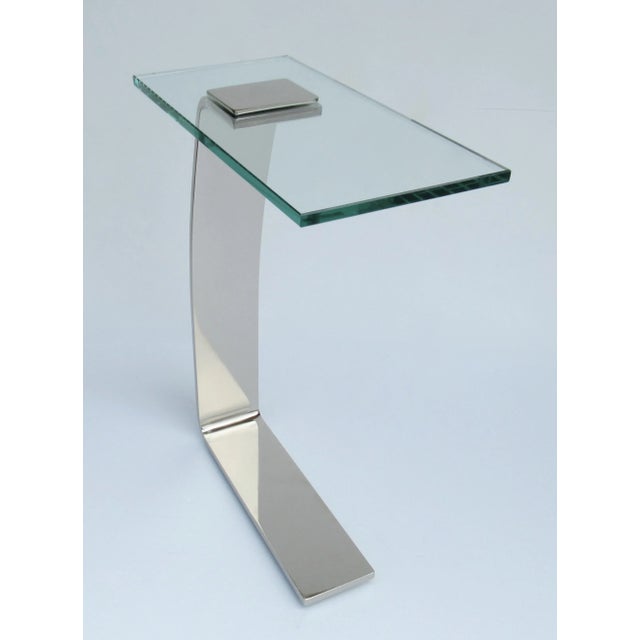 Mid-Century Modern C.1980's D. I. A. (Design Institute for America) Cantilevered, Polished Nickel & Glass Top Accent/Occasional/Drinks Table For Sale - Image 3 of 12