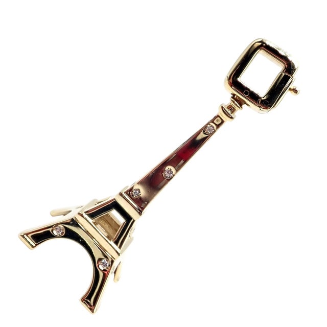 Vintage Louis Vuitton Yellow Gold Large Eiffel Tower Diamond Charm Pendant For Sale - Image 10 of 13