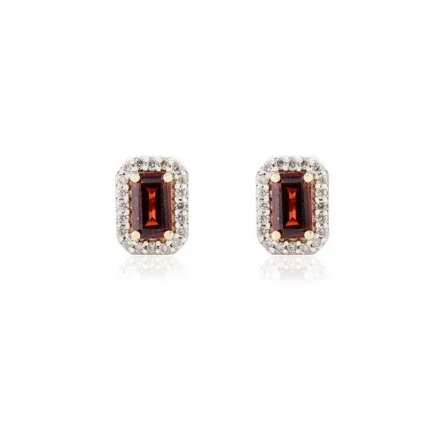 Not Yet Made - Made To Order Statement Baguette Garnet Diamond Halo Stud Earrings- A Pair For Sale - Image 5 of 10