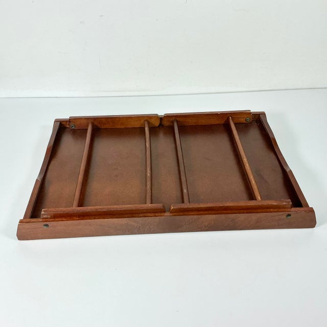 1980s Vintage Boho Chic Coastal Woven Rattan Top Wood Lap Tray For Sale - Image 14 of 15