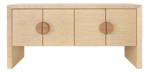 Matthew Izzo Home Colt Natural Grasscloth Four Door Buffet With Cerused Oak Handles