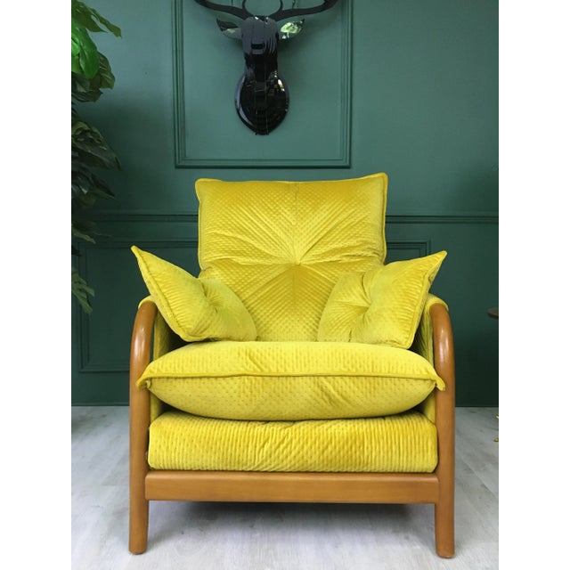 Vintage Yellow Armchair from Cinitique, in Restored conditions. Designed 1980 to 1989