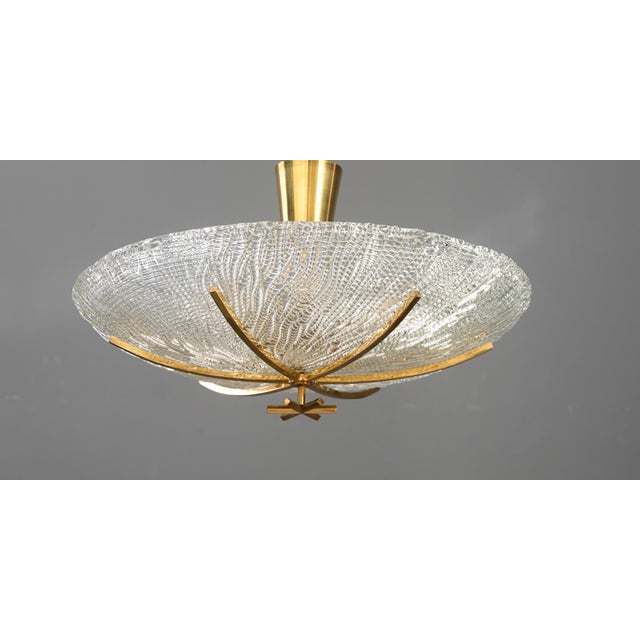 Ceiling Lamp with Structure Glass Shade by J. T. Kalmar for Kalmar Lighting, Vienna, 1950s For Sale - Image 12 of 12