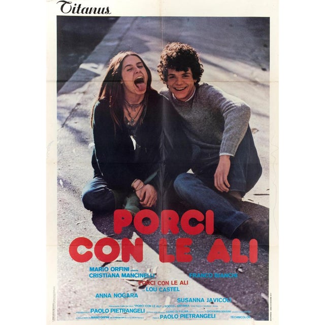Vintage Italian Pigs with Wings Poster, 1970s For Sale - Image 6 of 7