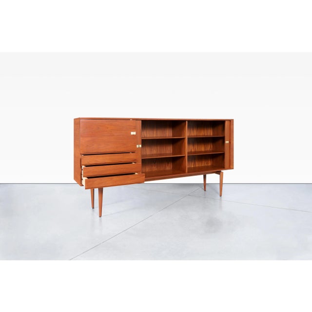 Wood Scandinavian Modern Teak Tambour Door Credenza by h.w. Klein for Bramin For Sale - Image 7 of 12