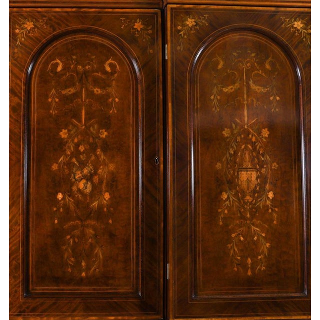 Antique Edwardian Mahogany and Floral Marquetry Inlaid Wardrobe, 1890s For Sale - Image 5 of 15