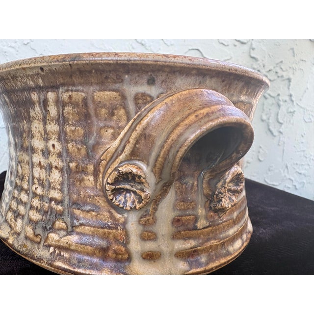 1970s Signed Mid-Century Brutalist Studio Pottery Cachepot / Centerpiece Bowl For Sale - Image 5 of 9