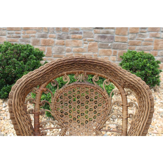 Antique Heywood Brothers & Company Wicker Rocking Chair For Sale - Image 6 of 18
