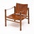 Brown Mid-Century Modern Wood and Cognac Leather Safari Armchair For Sale - Image 8 of 9