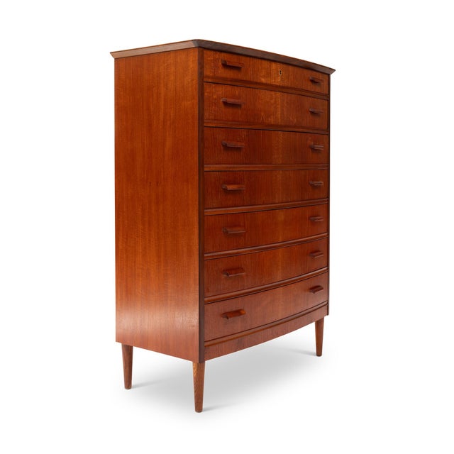 Mid-Century Modern Vintage Danish Mid-Century Seven-Drawer Teak Tallboy Dresser 1960s For Sale - Image 3 of 6