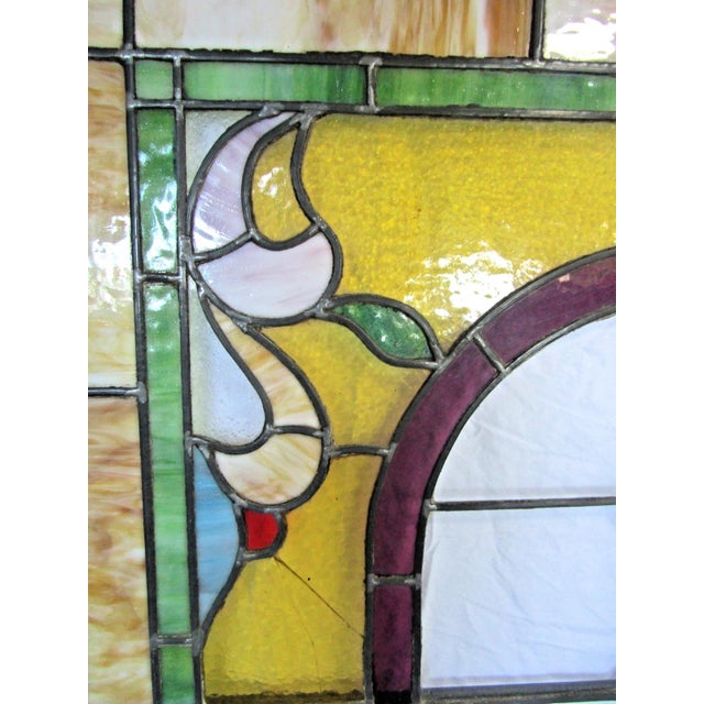 1880s Stained Glass Mirror Base Brooklyn Ice Cream Parlor Storefront Windows For Sale - Image 10 of 18