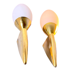 Pair of Brass and Murano Glass Sconces, Italy, 1980s