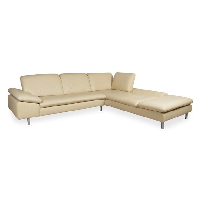 Modern Cream Leather Corner Sofa from Loop For Sale - Image 3 of 18