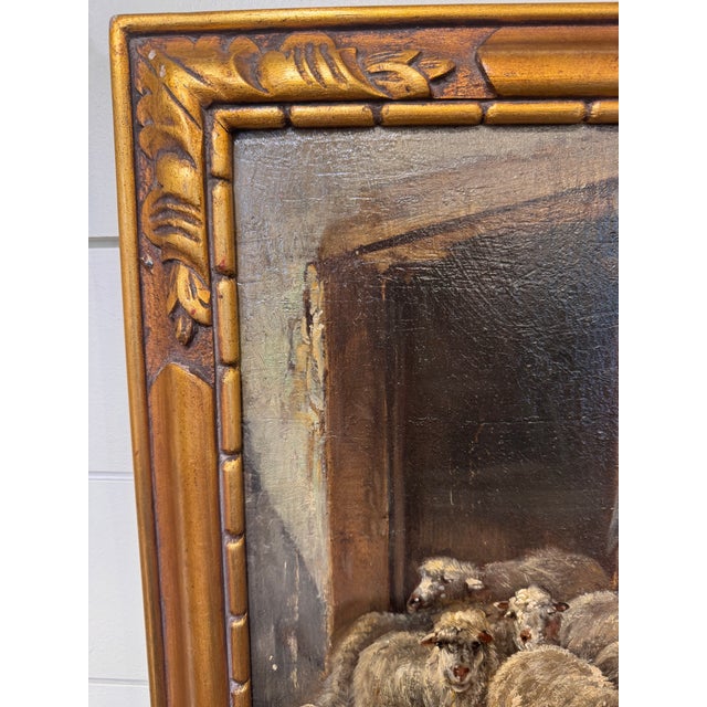 19th Century Oil on Canvas "Shepherdess With Flock" For Sale In Nashville - Image 6 of 9