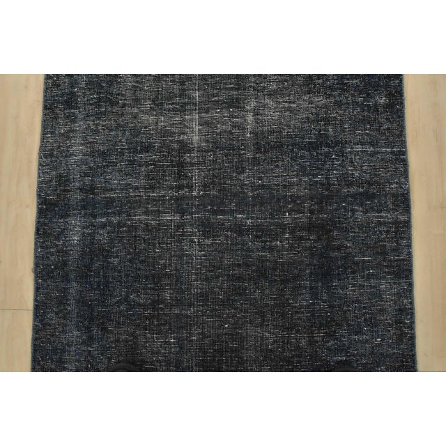 1980s Tabriz Runner 2’8” X 14’5” Blue Wool Vintage Overdyed Hand-Knotted Rug For Sale - Image 5 of 11