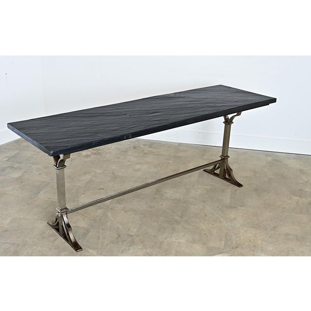 French Circa 1920 Slate and Iron Console Table For Sale - Image 15 of 16