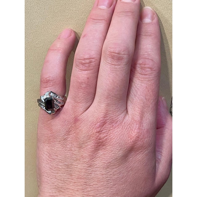 1 Carat Solitaire Emerald Cut Black Diamond Ring/Band 18 Karat White Gold For Sale - Image 10 of 18