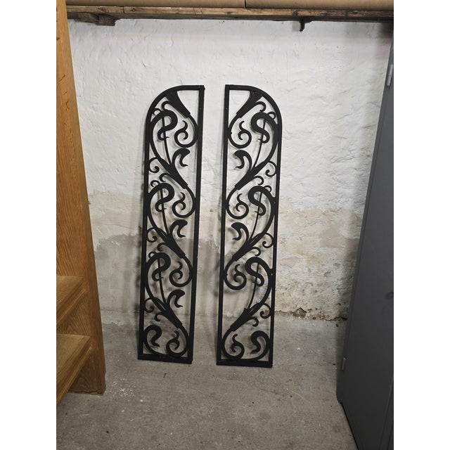 Vintage Art Deco Wrought Iron Gate Doors, 1920s, Set of 2 For Sale - Image 10 of 18
