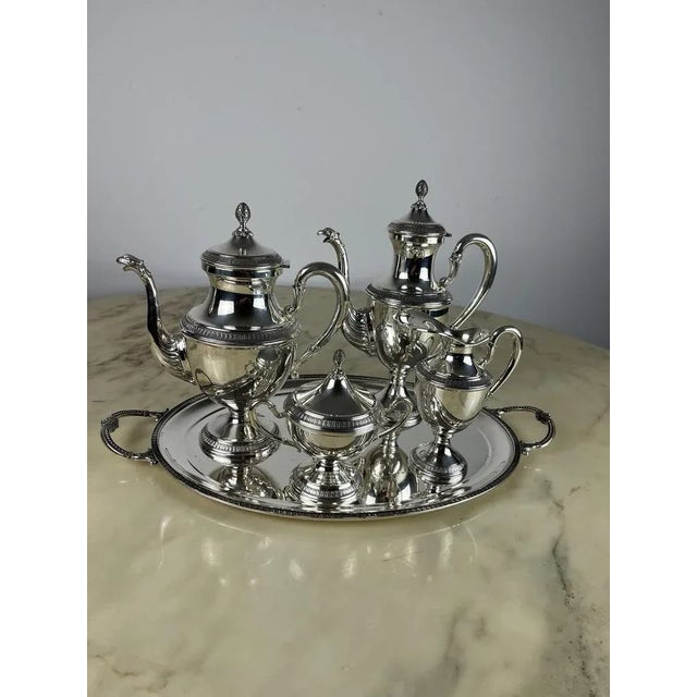 Empire Style Silver Tea or Coffee Service, Italy, 1980s, Set of 5 For Sale - Image 12 of 12