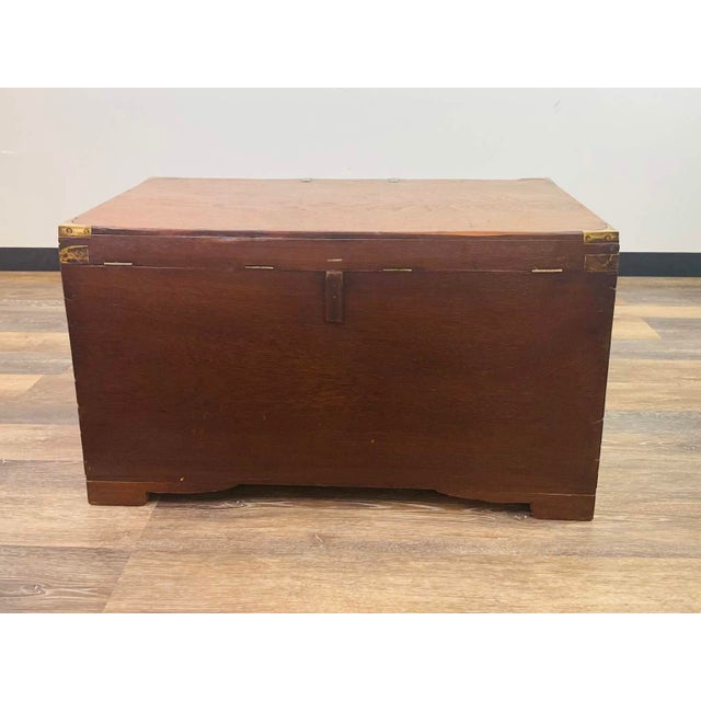 Antique Wood and Brass Campaign Trunk For Sale In New York - Image 6 of 10