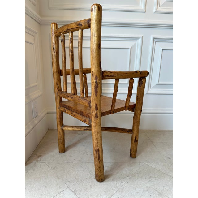 Vintage Handmade Small (Child) Size Rustic Carved Log Wood Chair For Sale In Los Angeles - Image 6 of 18