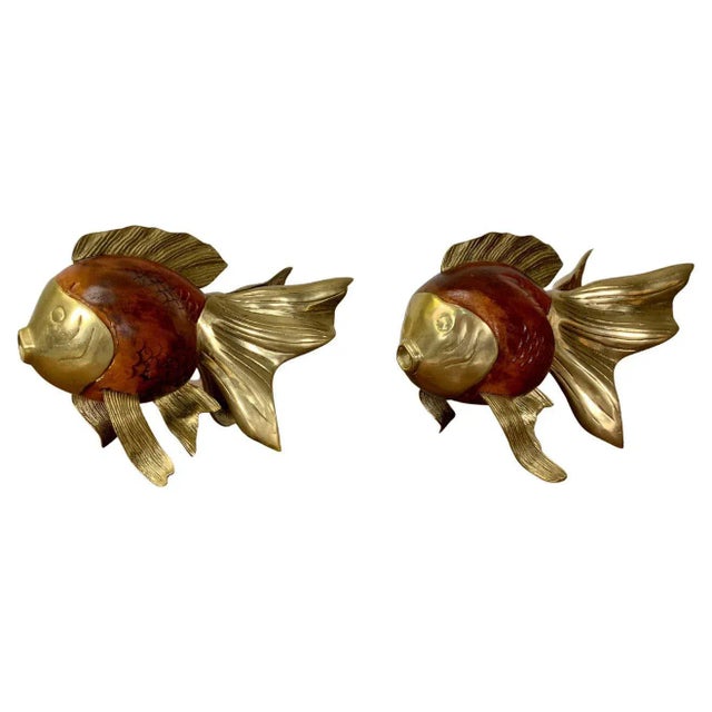 Wood and Brass Koi Fish Sculptures - a Pair For Sale - Image 13 of 13